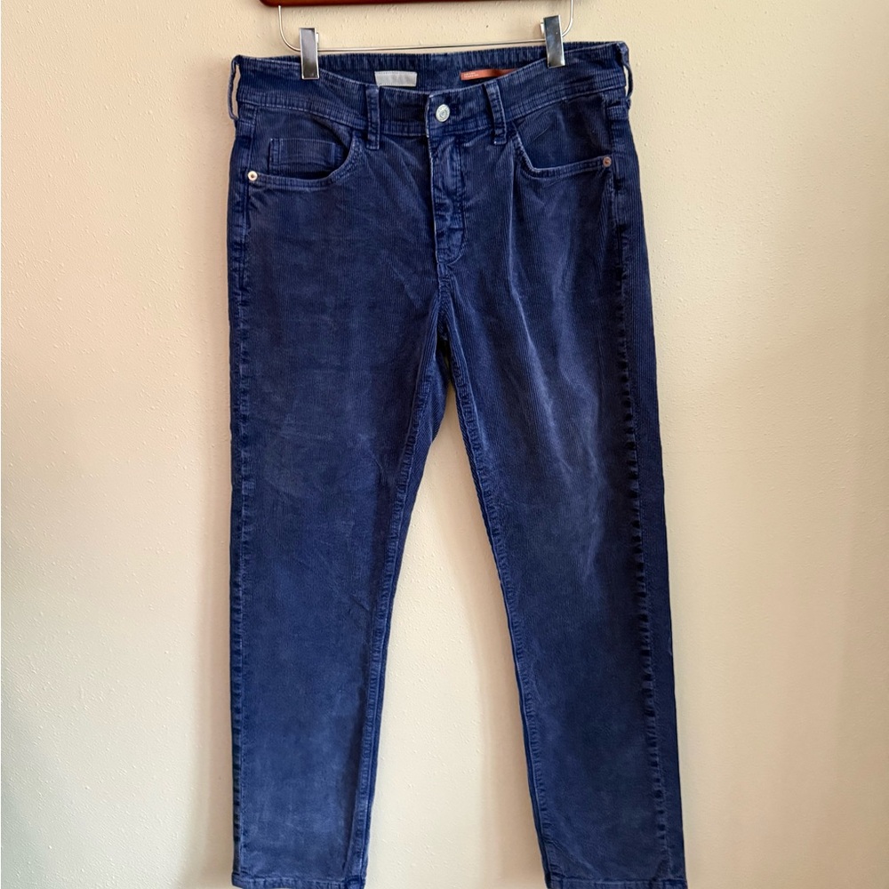 Pilcro Anthropologie Blue Corduroy Slim Boyfriend Crop Pants Size 29